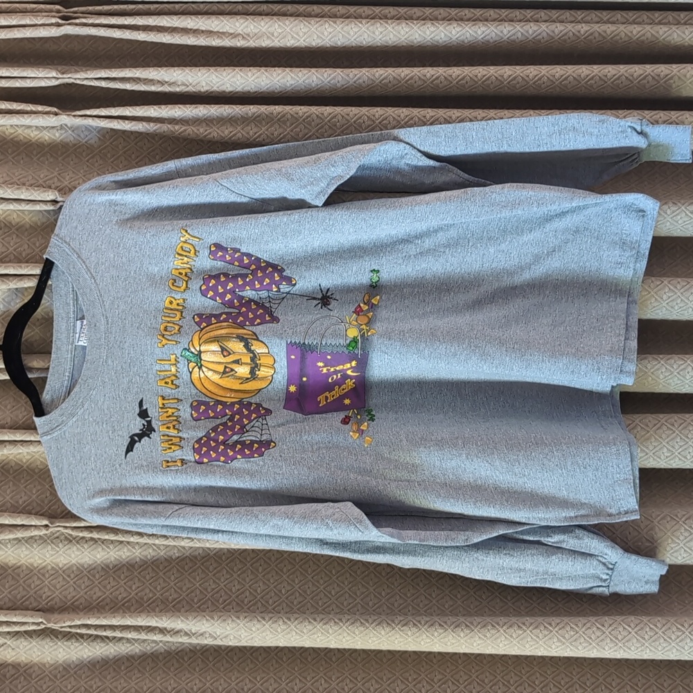 Vintage Women's Size XL Long Sleeve "I Want All Your Candy Now" Halloween Shirt